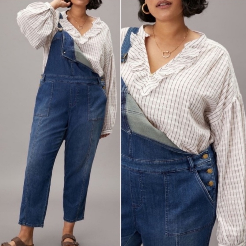 Pilcro Anthropologie Pink Stripe Linen Brianna Peasant Top XL